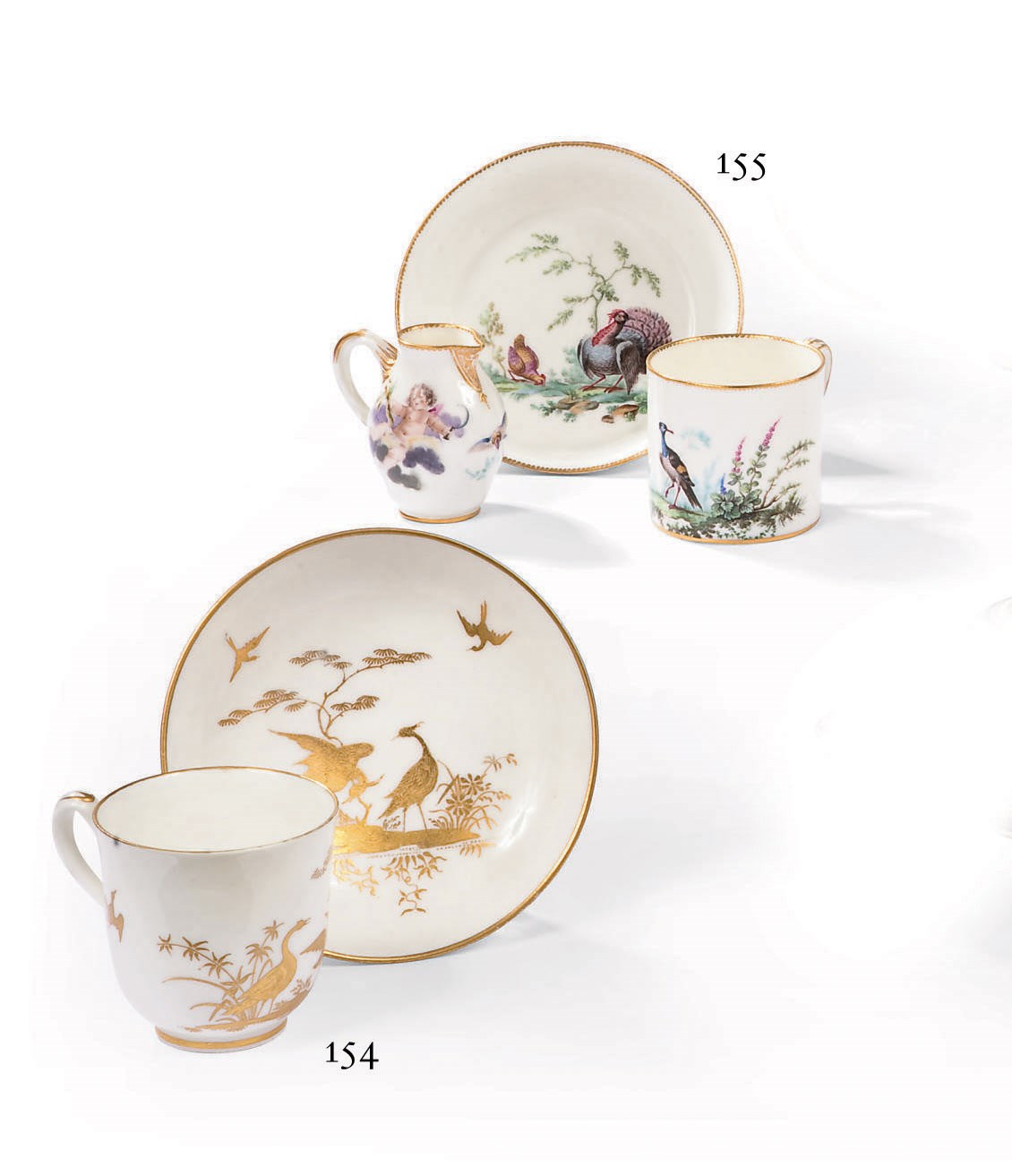 GOBELET "LITRON" (1ERE GRANDEUR) ET SA SOUS-TASSE EN PORCELAINE DE VINCENNES DU XVIIIEME SIECLE