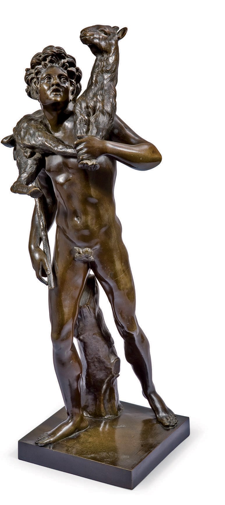 GROUPE EN BRONZE REPRESENTANT UN FAUNE AU CHEVREAU