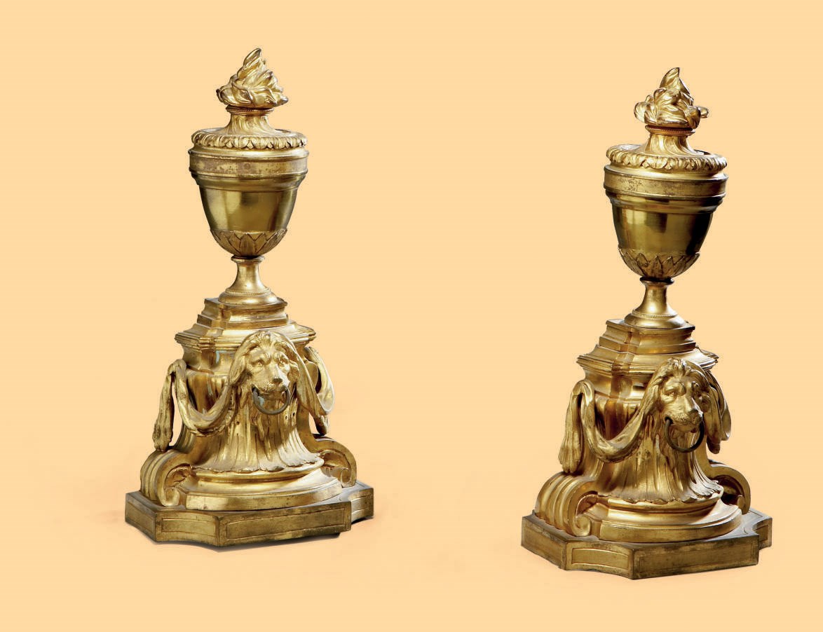 PAIRE DE CHENETS D'EPOQUE LOUIS XVI