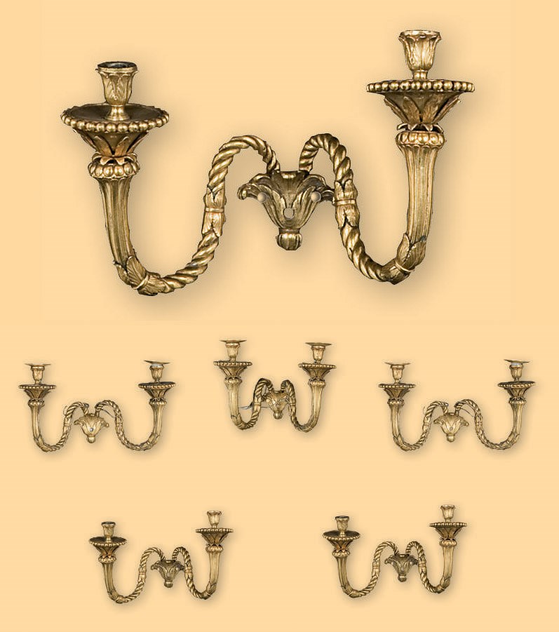 SUITE DE SIX APPLIQUES DE LA FIN DU XVIIIEME SIECLE