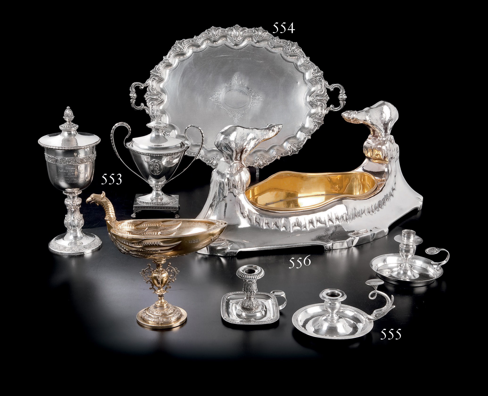 ENSEMBLE DE TROIS COUPES EN ARGENT ET VERMEIL