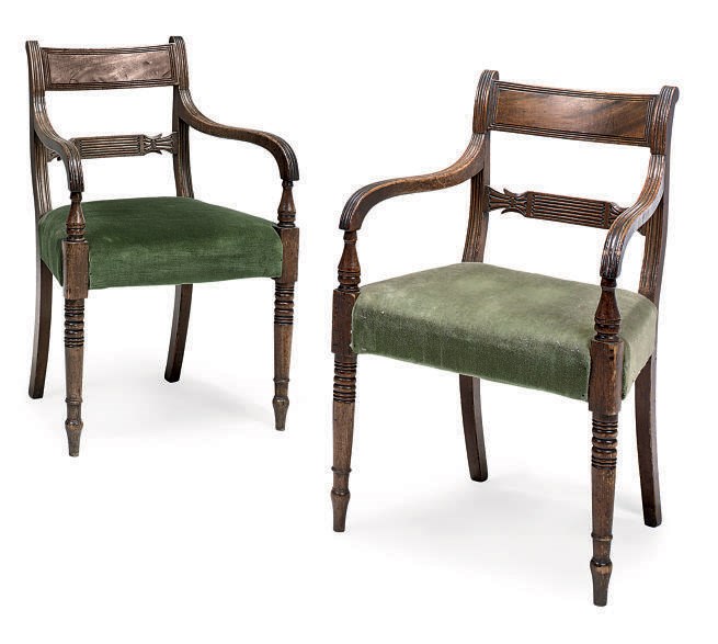A PAIR OF GEORGE IV MAHOGANY ARMCHAIRS