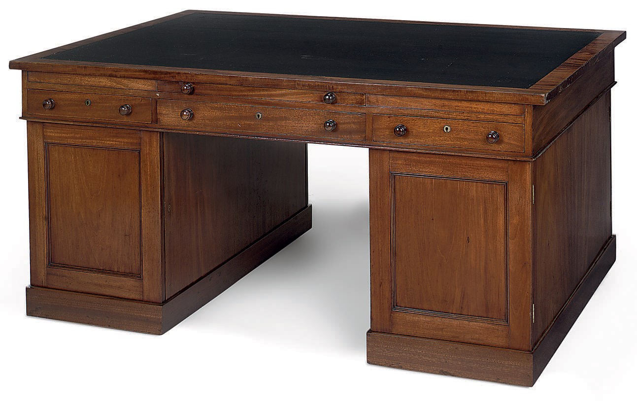 AN EARLY VICTORIAN MAHOGANY PARTNERS DESK