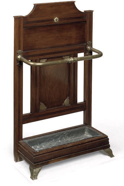 A LATE VICTORIAN BRASS-MOUNTED WALNUT HALL STAND