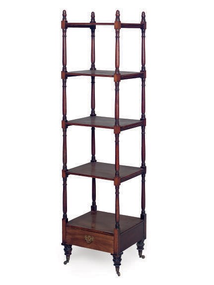 A REGENCY MAHOGANY FIVE-TIER WHAT-NOT