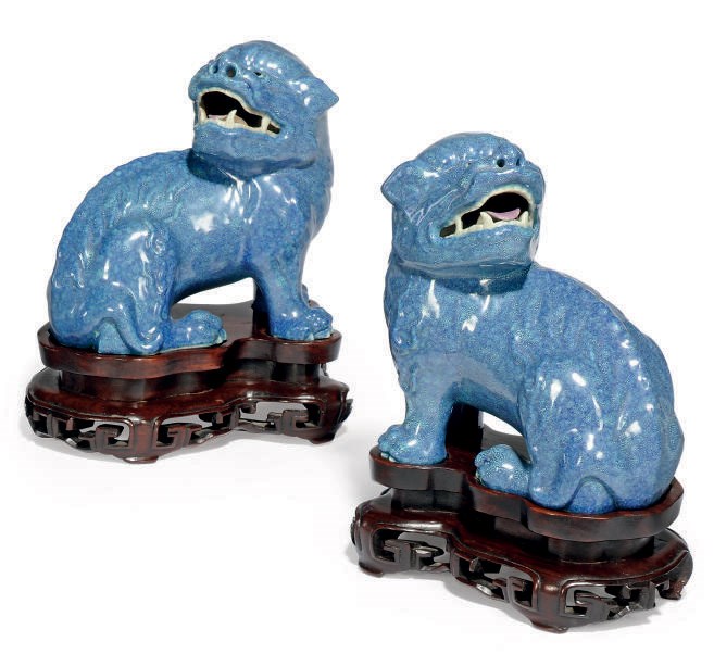 A MIRRORED PAIR OF CHINESE ROBIN'S EGG PORCELAIN QILIN