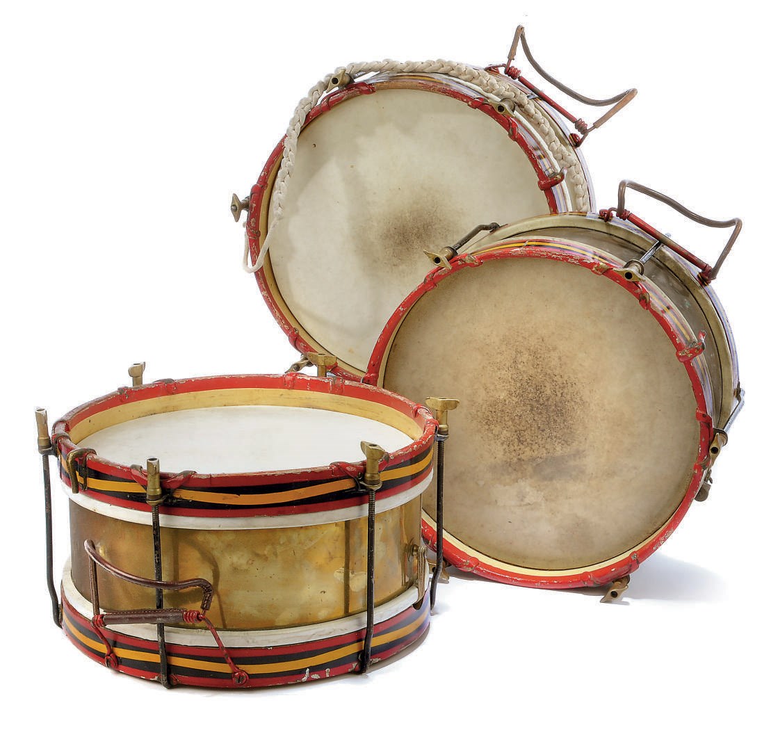 THREE EDWARDIAN MILITARY DRUMS