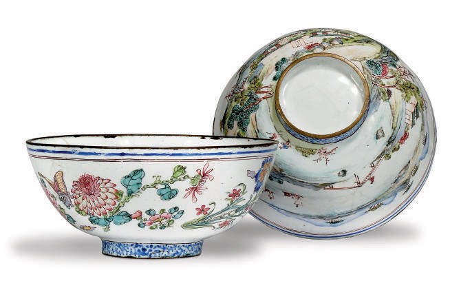 TWO CHINESE CANTON ENAMEL BOWLS