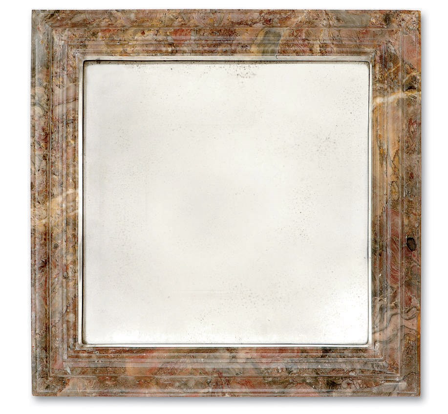 A PAIR OF MARBLE FRAMED WALL MIRRORS