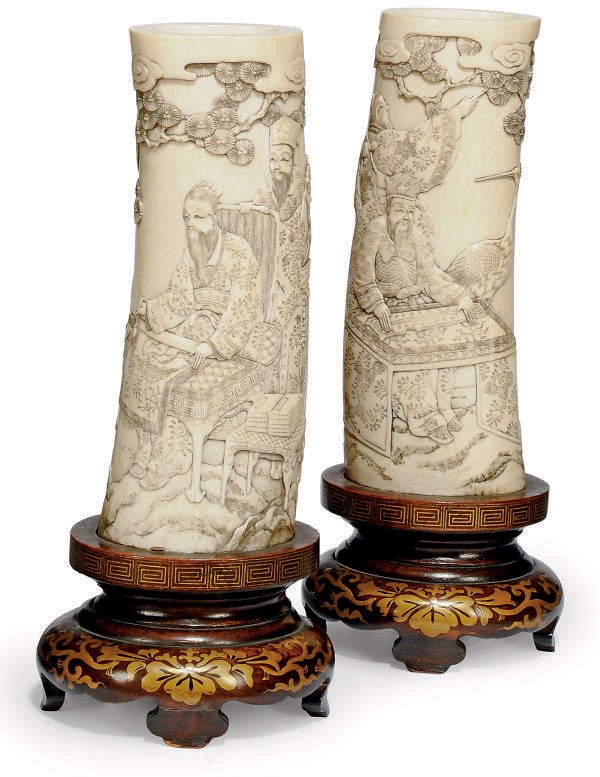 A PAIR OF JAPANESE IVORY TUSKS
