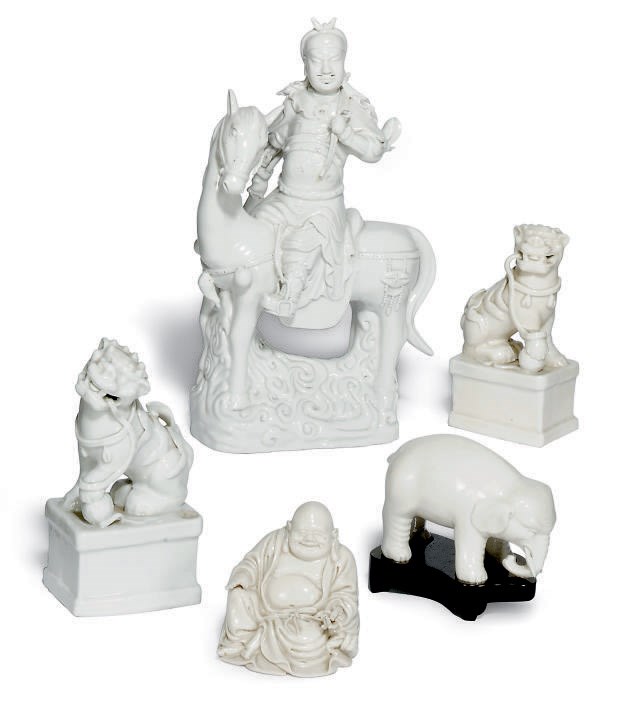 A GROUP OF FIVE BLANC DE CHINE FIGURES