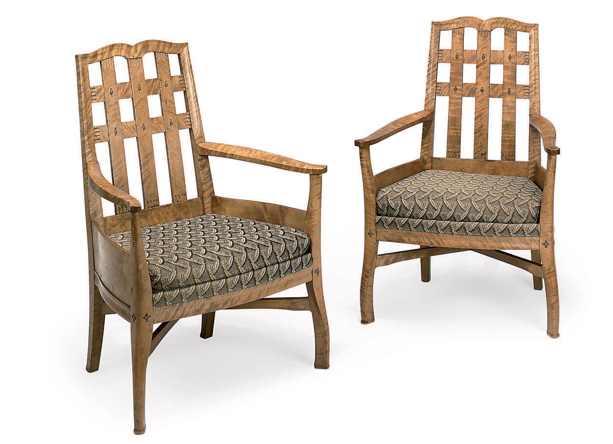 A PAIR OF SWEDISH BIRCH ARMCHAIRS