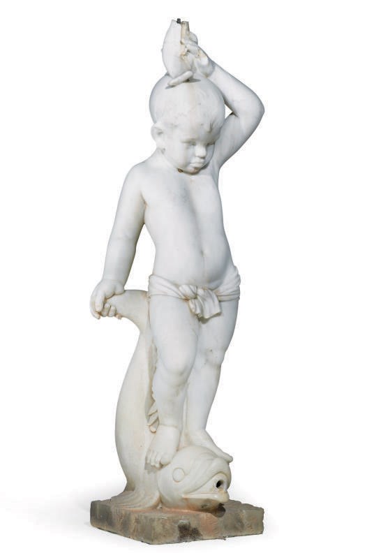 A MARBLE FOUNTAIN FIGURE OF A YOUNG BOY