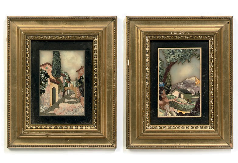 A PAIR OF ITALIAN PIETRA DURA PANELS