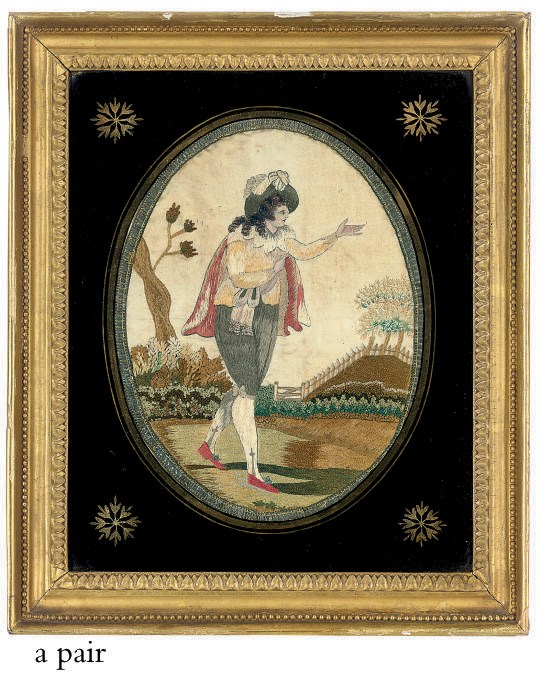A PAIR OF FRAMED NEEDLEWORK PICTURES