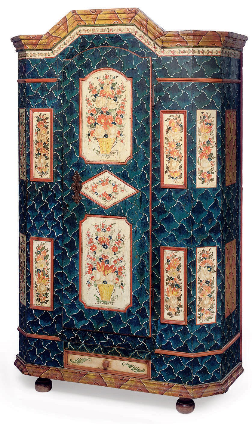 A PAINTED PINE ARMOIRE