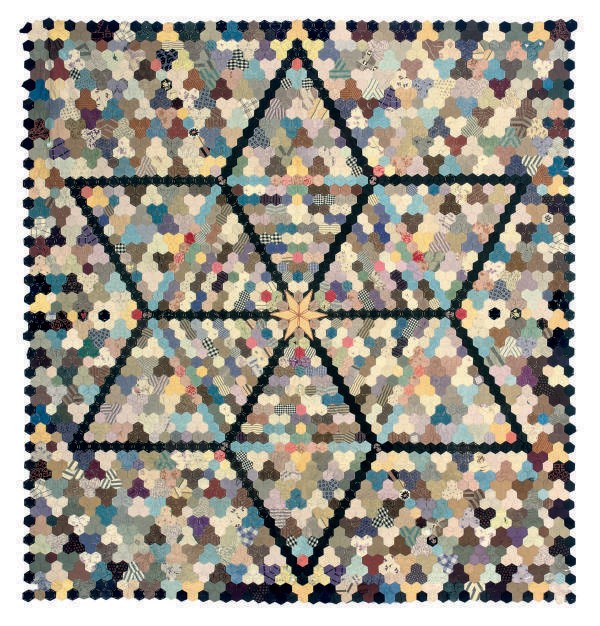 A PATCHWORK COVERLET AND A 'HONEYCOMB' PATCHWORK COVERLET