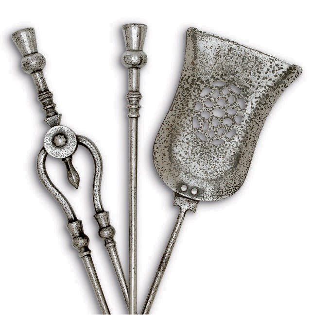 A SET OF THREE STEEL FIRE-TOOLS