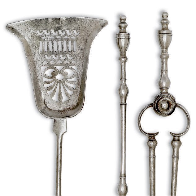 A SET OF THREE REGENCY STEEL FIRE-TOOLS