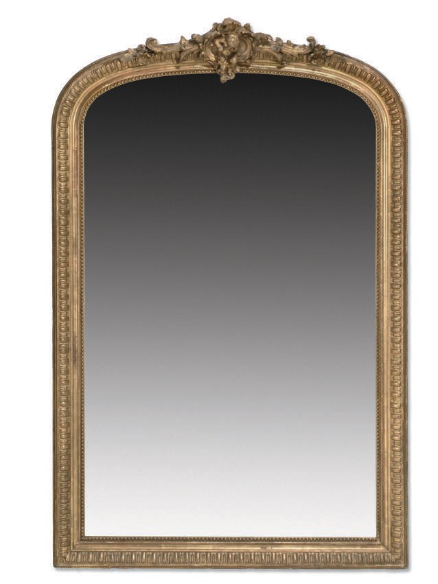 A FRENCH GILTWOOD AND COMPOSITION OVERMANTEL MIRROR