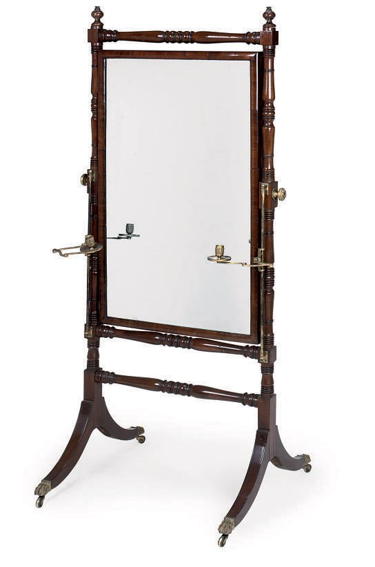 A GEORGE IV MAHOGANY CHEVAL-MIRROR