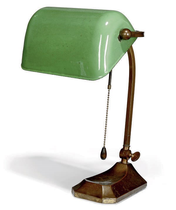 AN ART DECO BRASS TABLE LAMP