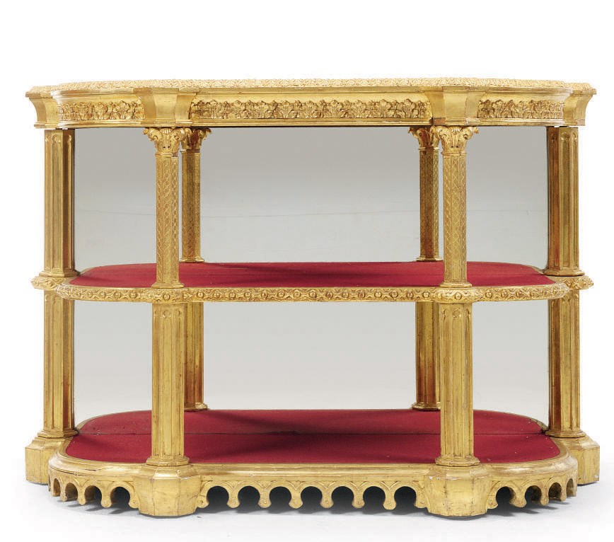 A VICTORIAN GILTWOOD AND GILT-COMPOSITION SIDE CABINET