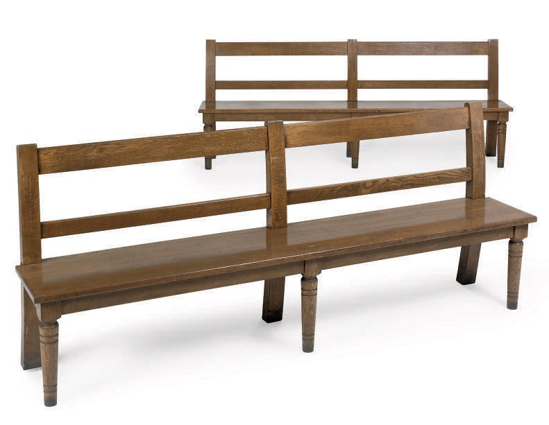 A PAIR OF OAK BENCHES