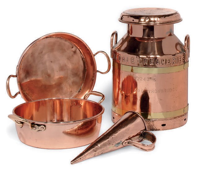 A COPPER MILK CHURN