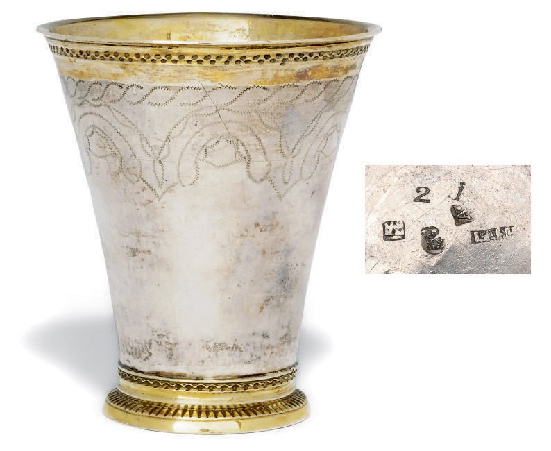A RARE FINNISH PARCEL-GILT SILVER BEAKER