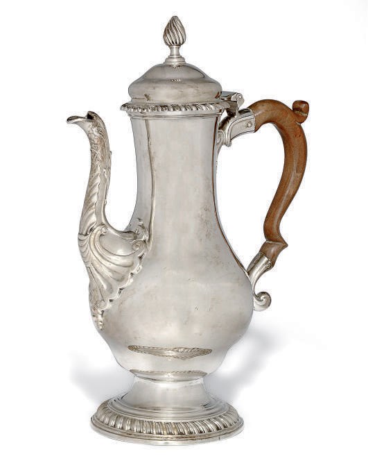 A GEORGE III BALUSTER SILVER COFFEE POT