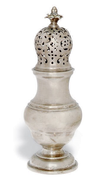 A GERMAN SILVER SUGAR CASTER