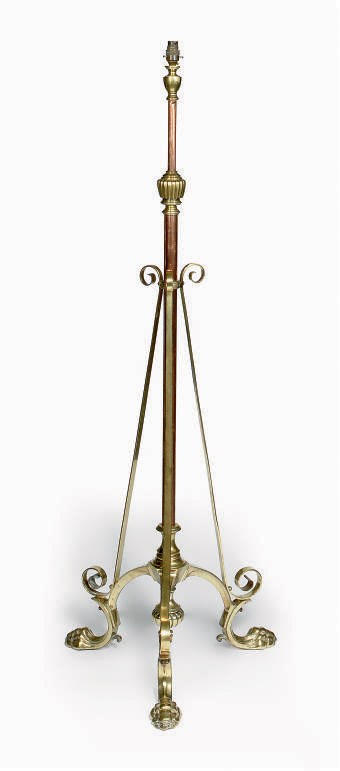 A LATE VICTORIAN BRASS AND COPPER FLOOR-LAMP