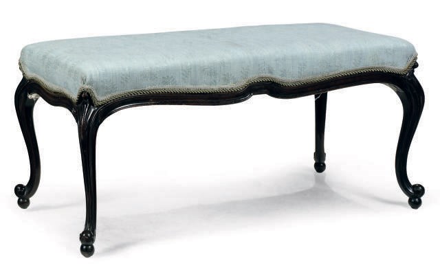 A LATE VICTORIAN MAHOGANY LONG STOOL