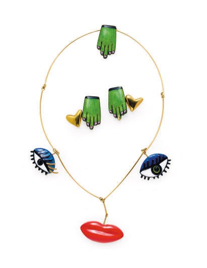 A GROUP OF ENAMEL AND GOLD JEWELRY, BY NIKKI DE SAINT PHALLE
