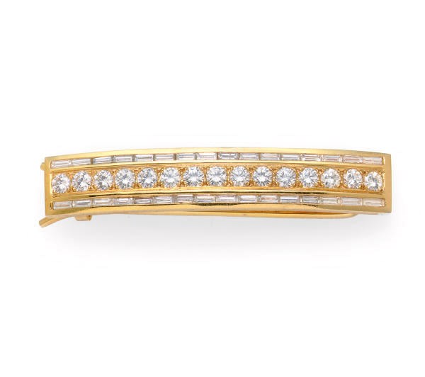 A DIAMOND AND 14K GOLD BARRETTE