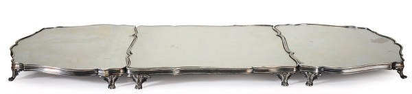 A FRENCH SILVER PLATED THREE-PIECE SURTOUT DE TABLE,