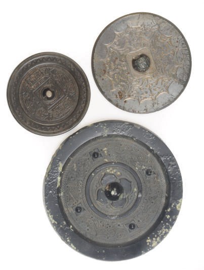 THREE CHINESE BRONZE MIRRORS,