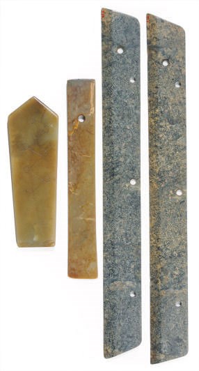 THREE CHINESE JADE BLADES,