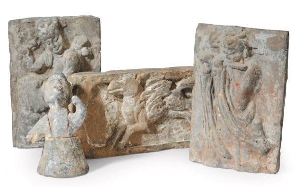 THREE CHINESE POTTERY PLAQUES,