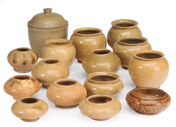 SIXTEEN CHINESE GLAZED POTTERY JARS,