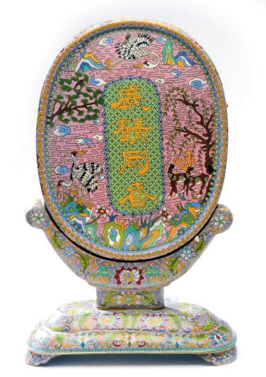 A CHINESE CLOISONNE ENAMEL TABLE LAMP,