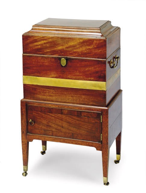 A GEORGE III BRASS-MOUNTED MAHOGANY CELLARET,
