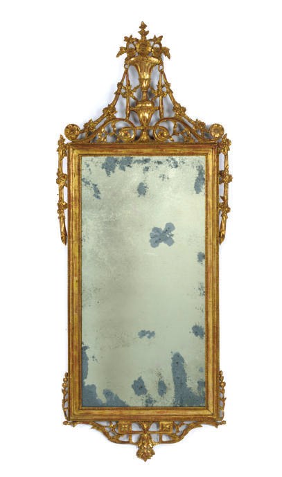 A NORTH EUROPEAN GILTWOOD MIRROR,