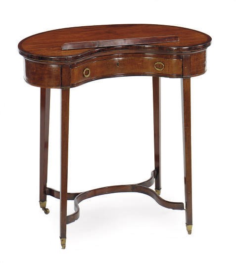 A MAHOGANY KIDNEY-SHAPED READING TABLE,