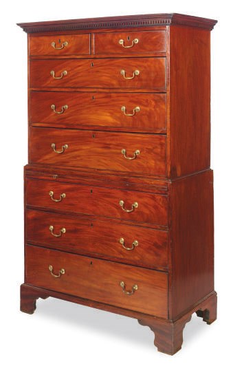 A GEORGE III MAHOGANY CHEST-ON-CHEST,