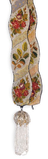 A VICTORIAN NEEDLEWORK AND BEADED BELL PULL,