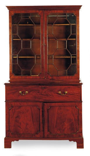 A GEORGE III MAHOGANY SECRETAIRE BOOKCASE,