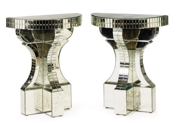 A PAIR OF MIRRORED CONSOLES,