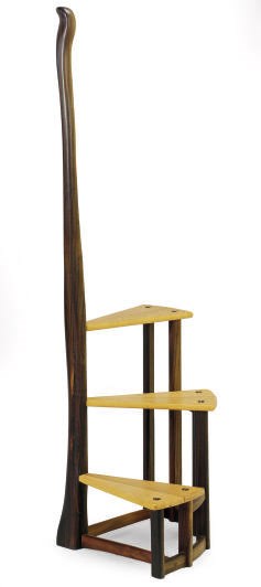 A HEWN AND BIRCH LIBRARY LADDER,